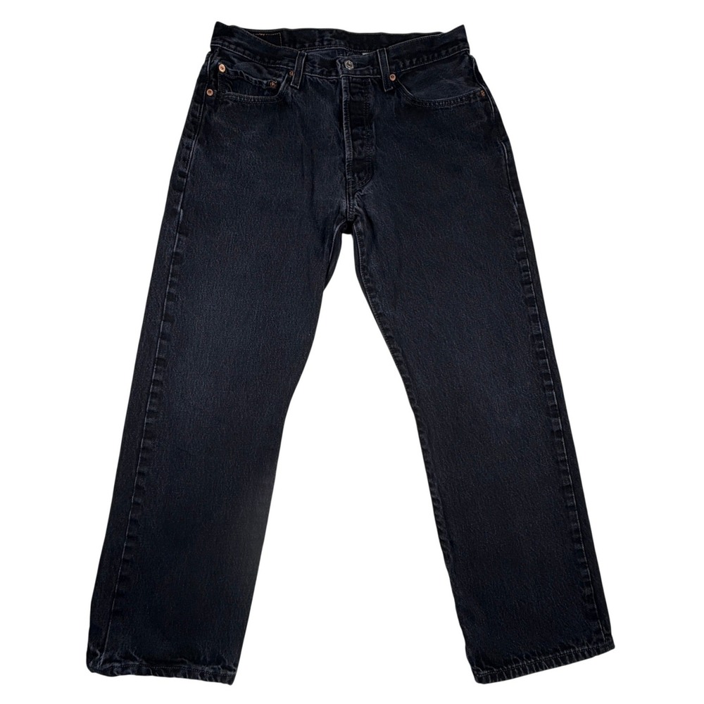 Levis 501 Original Fit Mens 32 X 28 Black Jeans Straight Leg Button Fly Denim